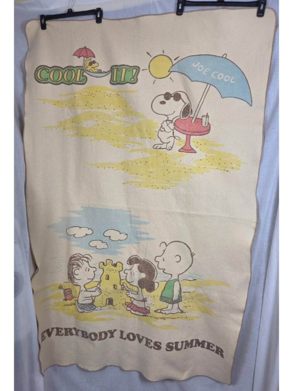 Vintage 70s Peanuts Chatham Blanket Snoopy Charlie Brown Throw Crib Cover Summer